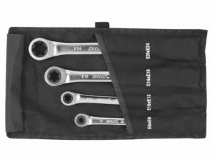Ráčnový klíč ETorx E6×E8, E10×E12, E14×E18, E20×E24, Sada oboustranných očkových klíčů s ráčnou pro šrouby Torx, ® v pouzdře 4ks