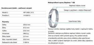 Kleště na spony Stepless® 168 se zakřivenou rukojetí OETIKER HIP2000/513 168, pro spony Stepless® 168 Oetiker, kleště na hadicové manžetové spony přesouvací převodové profi USA