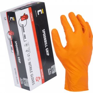 Jednorázové nitrilové extra silné rukavice, nepudrované 50 ks oranžová XL ČERVA SPOONBILL GRIP