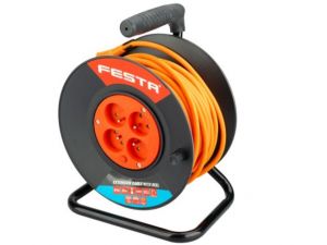 Prodlužovací kabel na bubnu 25m 4 zásuvky IP20, prodlužovák na navijáku 25m 3x1,5