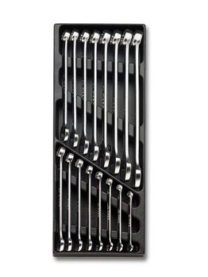 Očkoplochý klíč BETA 6-21mm plastový modul do dílenského vozíku,sada očkoplochých klíčů Beta 42 6-21mm, klíče v sadě do dílenského servisního vozíku, sada očkoplochých klíčů Beta T18