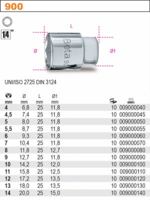 profi  hlavice 1/4" oříšek na malou golu Beta 900A ,oříšek BETA na malou golu,gola hlavice BETA 1/4", profi malá hlavice gola jednačtvrtina profesionální hlavice gola 4-14mm