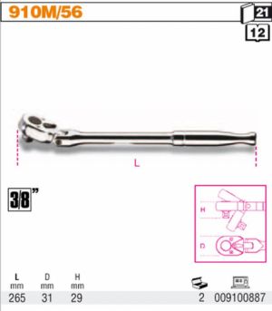 Ráčna 3/8" výklopná kovová s kloubem BETA 910M/56 značková profesionální ráčna s kovovou rukojetí, ráčna na golu 3/8" , značková ráčna na střední golu beta profi ráčna gola americký style