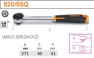 profesionální ráčna 1/2" BETA, ráčna na golu půlcoulová se 48 zuby 920/55Q