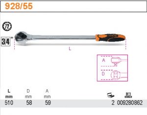 Profesionální ráčna 3/4" velká gola  BETA 928/55 3/4" ráčna na velkou golu, ráčna na velkou golu profi beta 