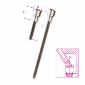 Imbus s kuličkou dlouhý BETA 920BP, hlavice dlouhý imbus s kuličkou 100mm + 240mm 5mm, 6mm, 7mm, 8mm, 10mm na golu 1/2", prodloužený imbus na olejovou vanu škoda VW 5 a 6 mm,hlavice imbus s kulič