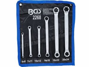 Klíče očkové E-profil - klíč na šrouby TORX  obrácený Torx E , plochý klíč na šrouby s torxovou hlavou klíč obrácený torx E6xE8, E7xE11, E10xE12, E14xE18, E16xE22, E20xE24 plochý klíč Torx E