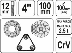 stahovák na ložiska tříramenný trojramenný 100mm s třemi nohama 3ramena do průměru 100mm 10cm, Univerzální stahovák tříramenný rozměr 100 mm