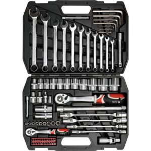 sada ručního nářadí gola 1/4"+1/2" +imbusy +očkoploché klíče +trháky 77ks, Gola sada YATO 77 dílů 1/2" Yato YT-3878