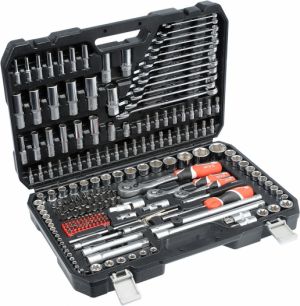 sada gola extra velká 216ks 1/4"+3/8"+1/2" +očkoploché klíče, 216ks Gola sada 1/2" 3/8" a 1/4" s očkoplochými klíči 216ks Yato YT-3884