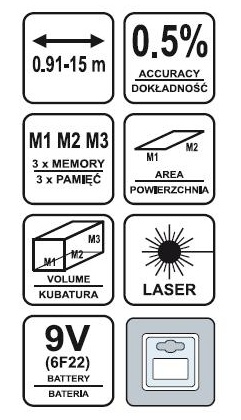 laserový metr měřič vzdálenosti, Měřič vzdáleností lejzrový  laserový ultrazvukový do 15 m