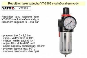 Regulátor tlaku vzduchu Yato YT-2383 s odlučovačem vody,filtr a regulátor vzduchu na kompresor se závitem G1/2",Regulátor tlaku vzduchu s odlučovačem 