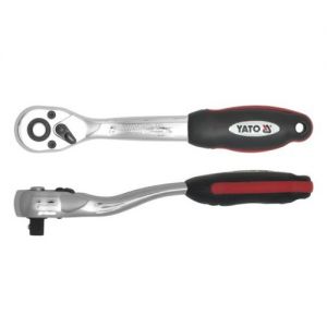 Ráčna 1/2" 250 mm vyhnutá velká YATO, ráčna pro hlavice 1/2" normální velikost vyhnutá rukojeť