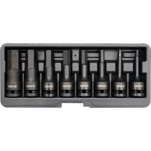 Sada nástavců 1/2" rázové 8 ks H6-H19 imbus CrMo, imbus kovaný dlouhý 6mm 7mm 8mm10mm 12mm 14mm 17mm 19mm , sada imbus na 1/2" golu 