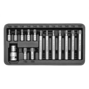 Sada bitů  TORX 15ks,hlavice Torx krátký dlouhý na 1/2" golu, sada bitů 10mm na Torxy Torx 25,Torx 30,Torx 40,Torx 45,Torx 50,Torx 55