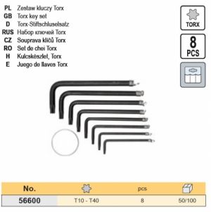 Sada L klíčů TORX 8 ks T10-T40 sada Torxů  Klíč Torx L klíč Torx T10 T15 T20 T25 T27 T30 T40