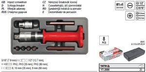 Šroubovák úderový kovový s příslušenstvím 8 ks box, bouchací šroubovák na zarezlé a utažené šrouby