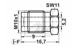 brzdové šroubení , holendr na brzdovou trubku M10x1  pr tr 5,2mm , brzdový holendr šroubení