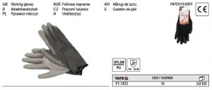 Pracovní rukavice nylon/PU, jemné slabé pracovní rukavice máčené