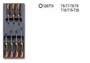 Sada šroubváků TORX do dílenského vozíku, modul do dílenského vozíku, šroubováky TORX T6-T7-T8-T9 T10-T15-T20 