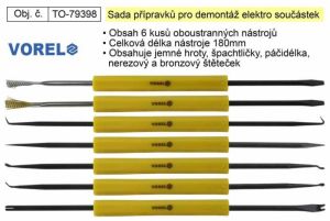 Sada háčků pro demontáž elektronických součástek, háček pro elektromechanika, montážní háčky ,pomůcky pro opravu tištěných spojů, pomocné háčky pro montáž demontáž